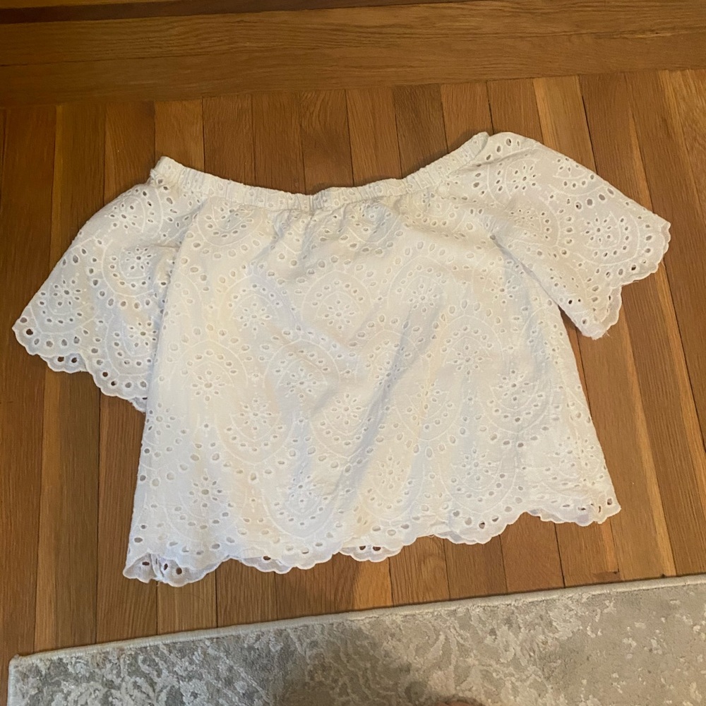 Off the shoulder eyelet top